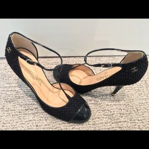 Authentic Chanel Tweed Cap Toe Heel